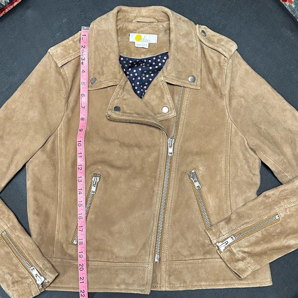 Boden Tan Suede Moto Jacket Sz 8 Like New! π§₯β¨ - Picture 10 of 12